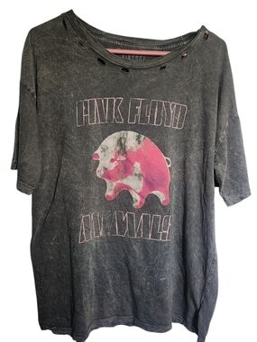 Pink Floyd 'Animals' Graphic Vintage Canvas Tee with Pink Pig Motif Size S